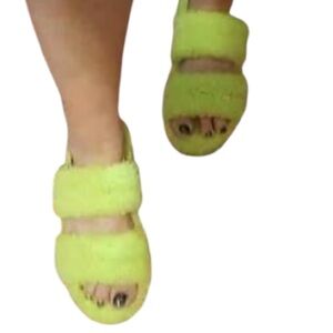 Ugg Lemon Lime Oh Fluffita Fluff Sandals size 9 UGG Platform Back Straps